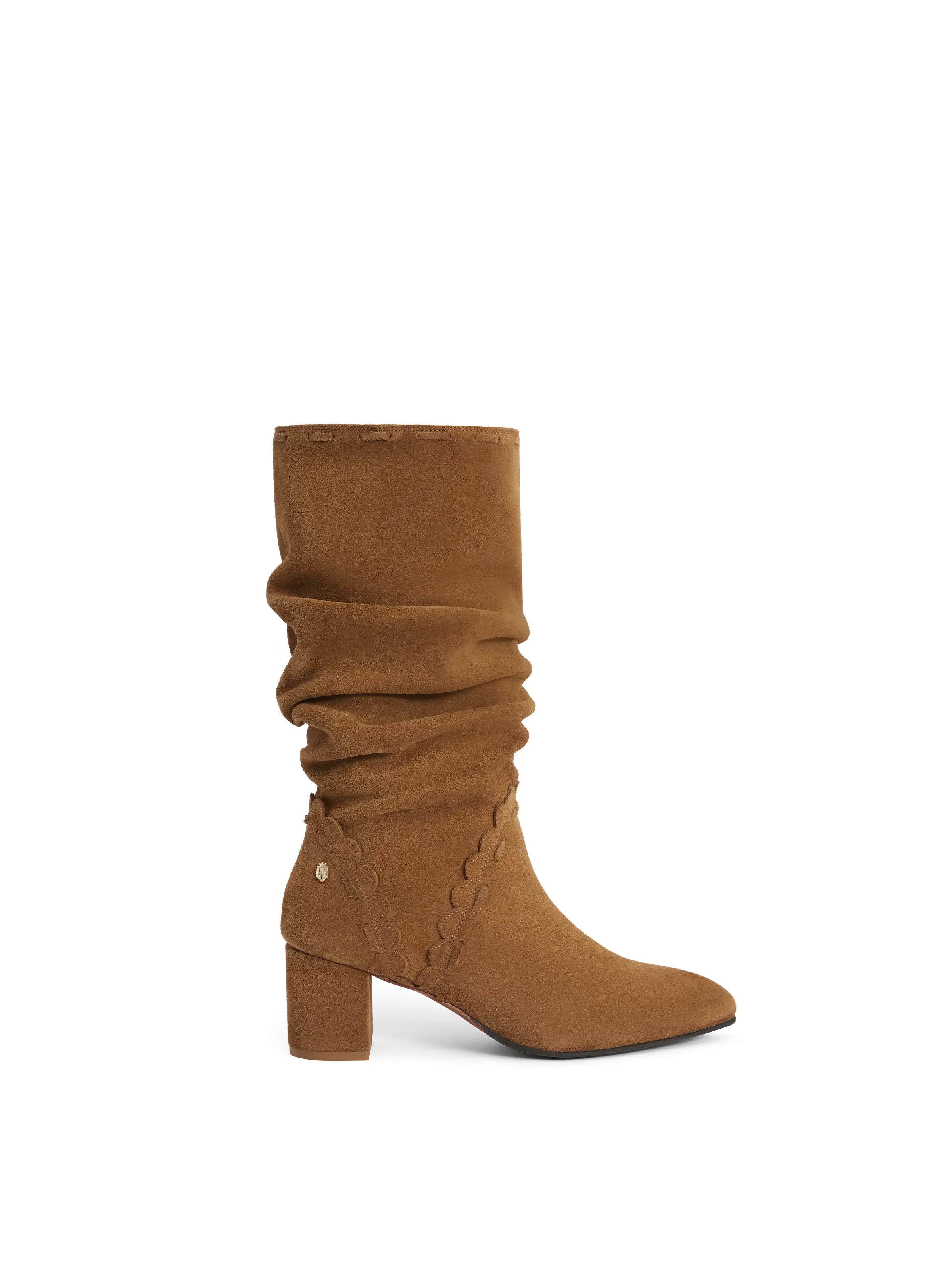 Tan suede slouch boots on sale