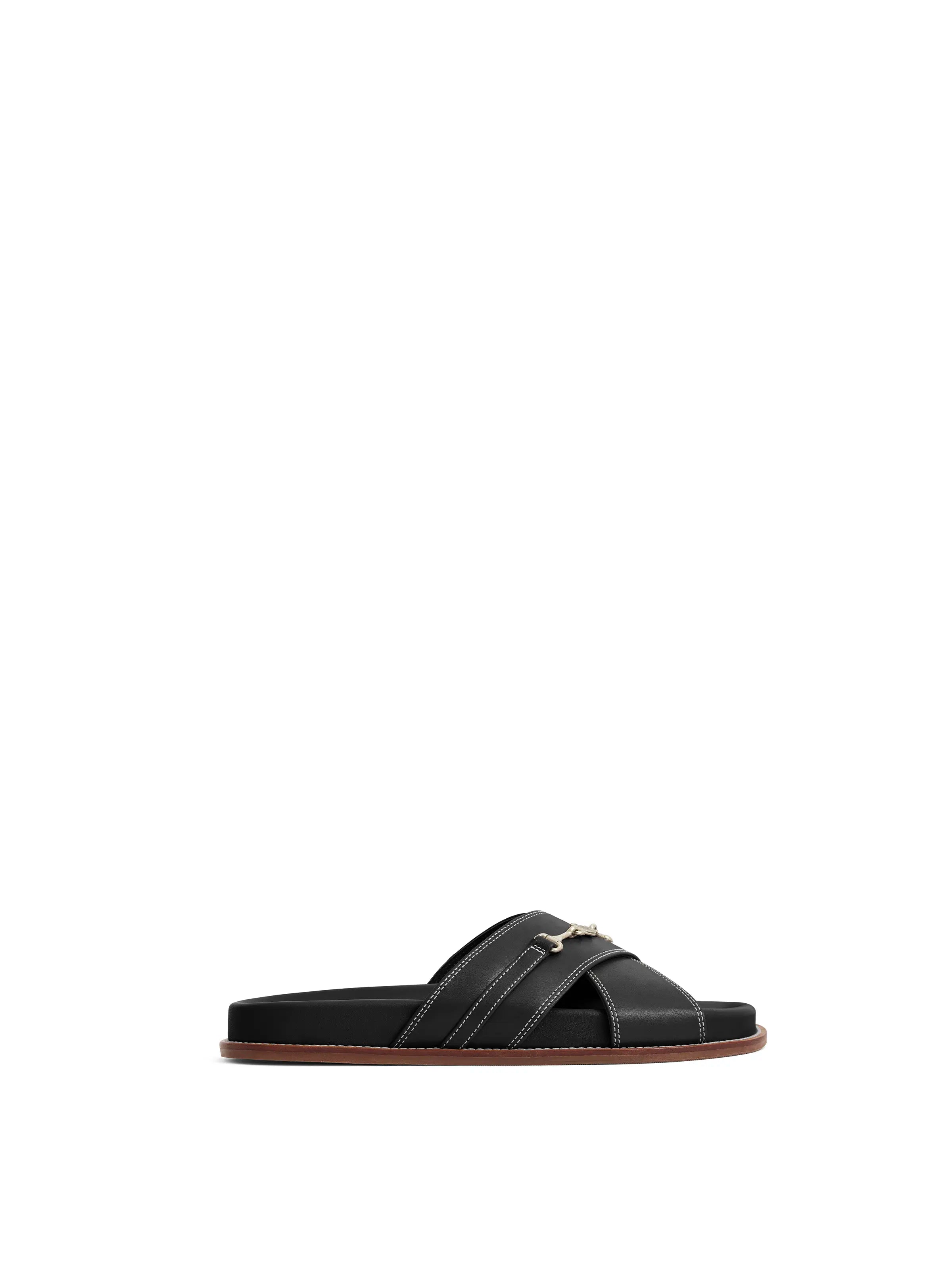 Southwold - Women's Footbed Sandals - Black Leather 