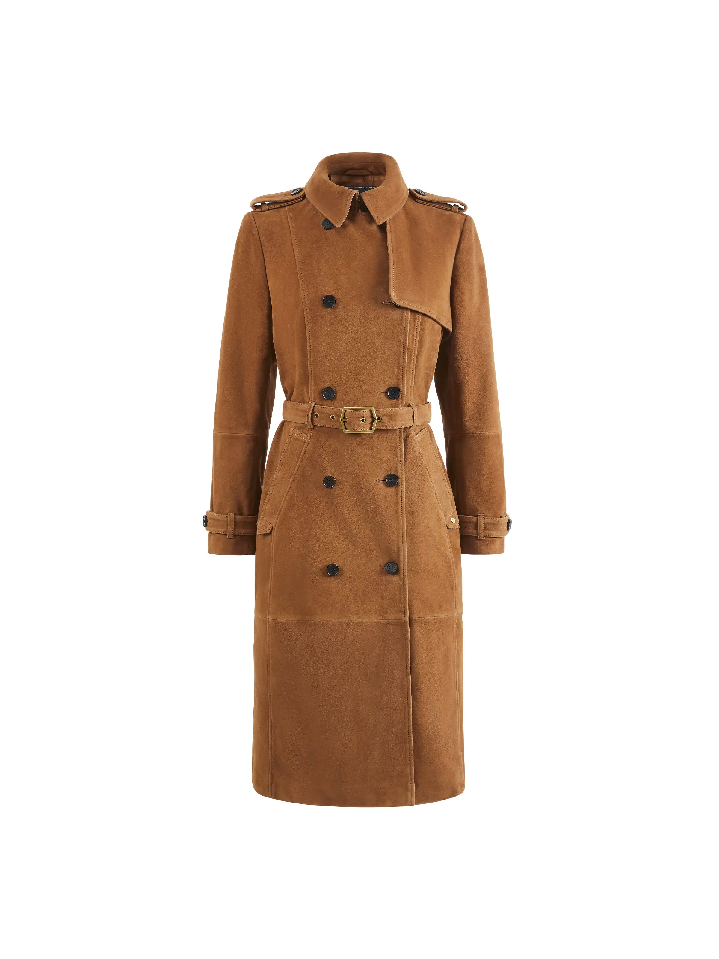 Frances Women s Trench Coat Tan Suede Fairfax Favor