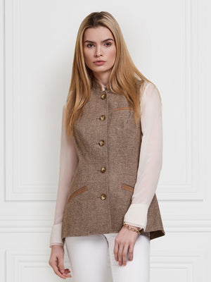 Madeline Gilet - Taupe Herringbone