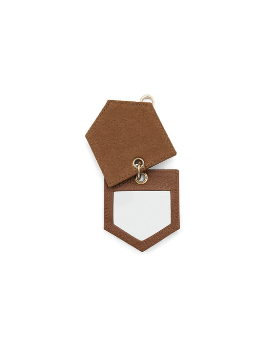 The Signature Key Ring Mirror - Pebbled Tan Leather