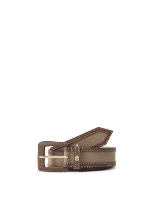The Marseille - Women's Belt - Cotton Taupe Canvas & Tan Leather