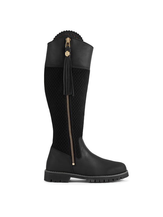 The Explorer - Women's Water Resistant Boots - Quilted Black, Regular Calf