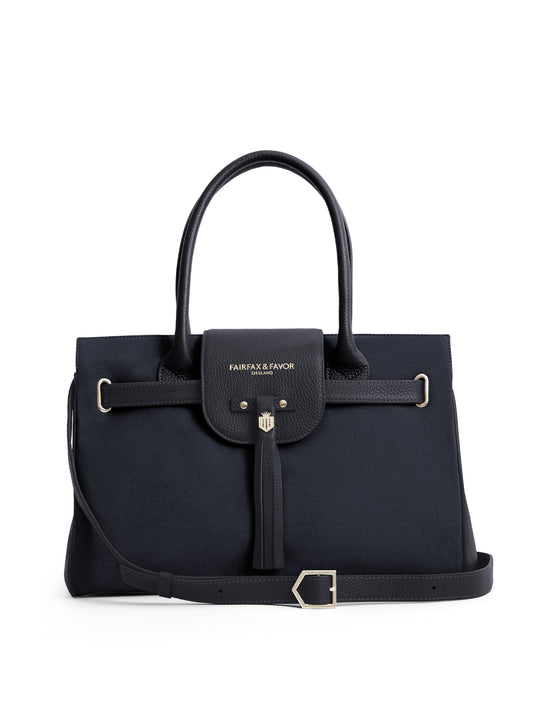 The Windsor - Women's Handbag - Navy Suede