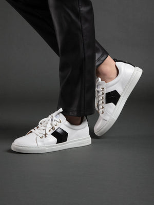 Alexandra - White - Black Croc & Suede