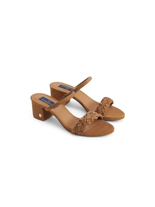 The Tuscany - Women's Mid Heel Sandals - Tan Suede