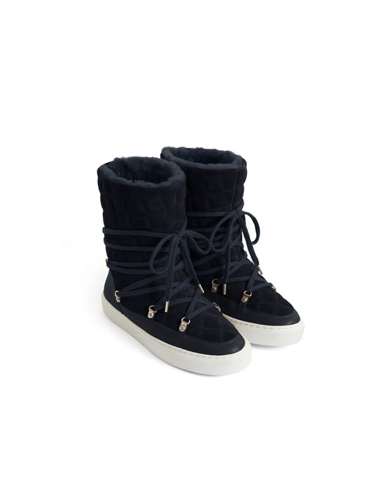 The Aspen - Women's Shearling Lined Ski Boots - Navy Suede