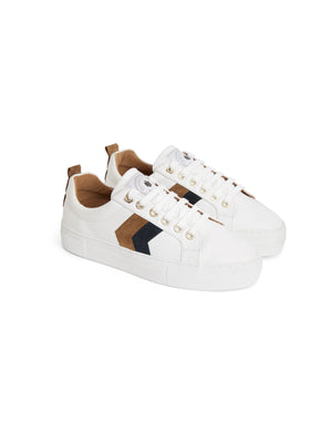 Alexandra Platform - White - Tan & Navy