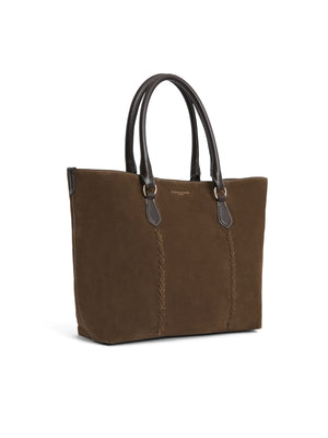 The Seville - Women's Tote Bag - Dark Taupe Suede