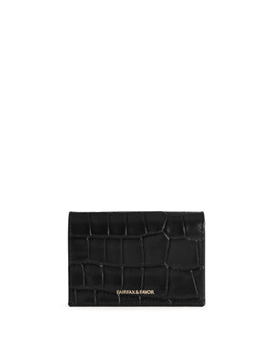 The Ashwell - Women's Purse - Black Croc Print Leather