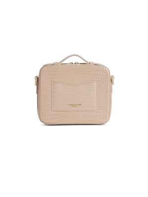 The Buckingham - Women's Crossbody Bag -  Blush Croc Print Leather