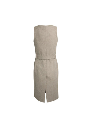 Eleanor Longline Gilet - Almond Herringbone