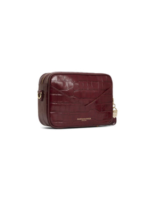 The Finsbury - Women's Crossbody Bag - Ruby Croc Print Leather