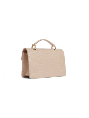 The Loxley - Women's Crossbody Bag - Blush Croc Print Leather