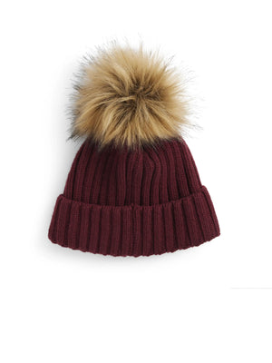 Signature Knitted Bobble Hat - Ruby