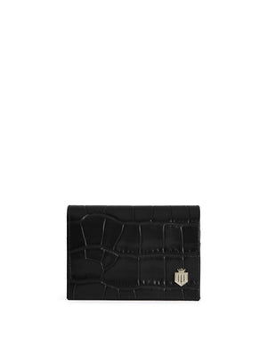 The Ashwell - Women's Purse - Black Croc Print Leather