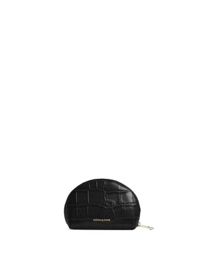 The Chiltern - Women's Coin Purse - Black Croc Print Leather