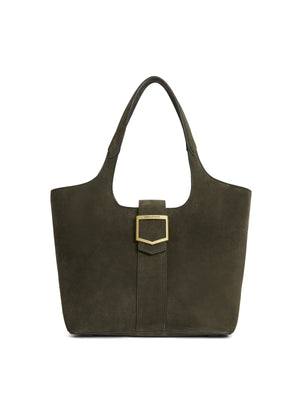 The Belmont - Women's Tote Bag - Moss Green Suede