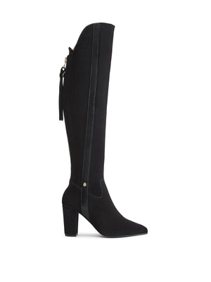 The Fitzrovia - Women's Over-the-Knee Heeled Boots - Black Suede