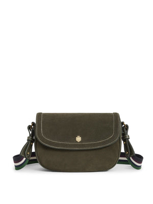 The Boston - Women's Cartridge Bag - Moss Suede & Striped Webbing