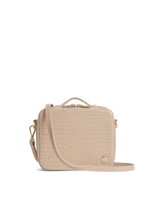 The Buckingham - Women's Crossbody Bag -  Blush Croc Print Leather