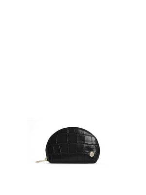 The Chiltern - Women's Coin Purse - Black Croc Print Leather