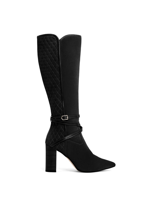 The Chiswick - Women's Tall Heeled Boots - Black Suede, Regular Calf