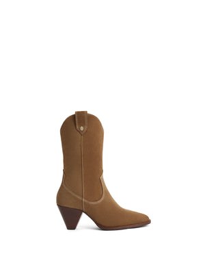 The Dakota - Women's Mid Calf Boots - Tan Suede