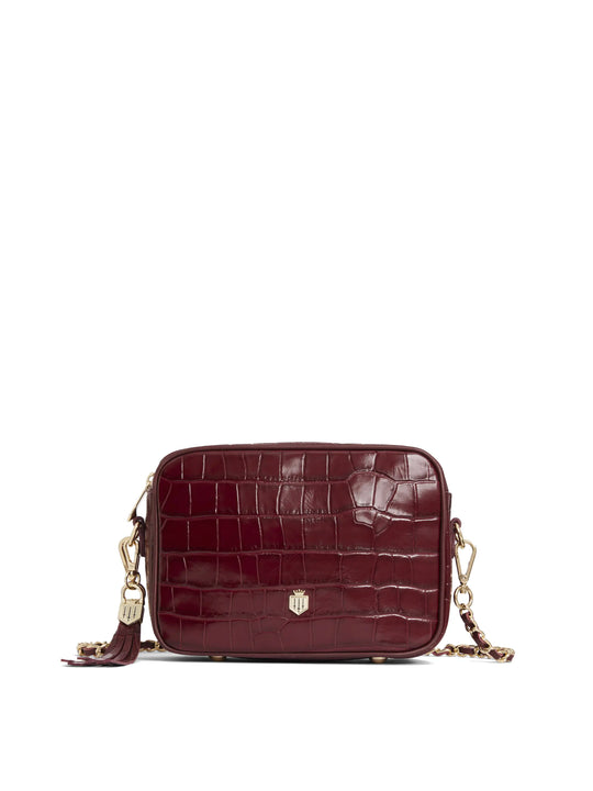 The Finsbury - Women's Crossbody Bag - Ruby Croc Print Leather