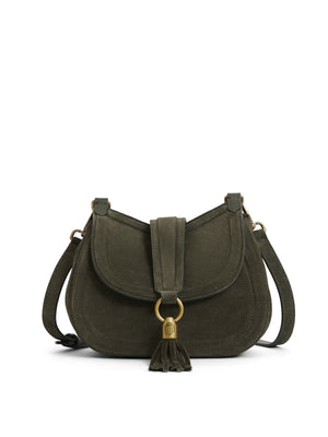 The Langham - Women's Messenger Bag - Moss Green Suede