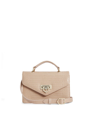 The Loxley - Women's Crossbody Bag - Blush Croc Print Leather