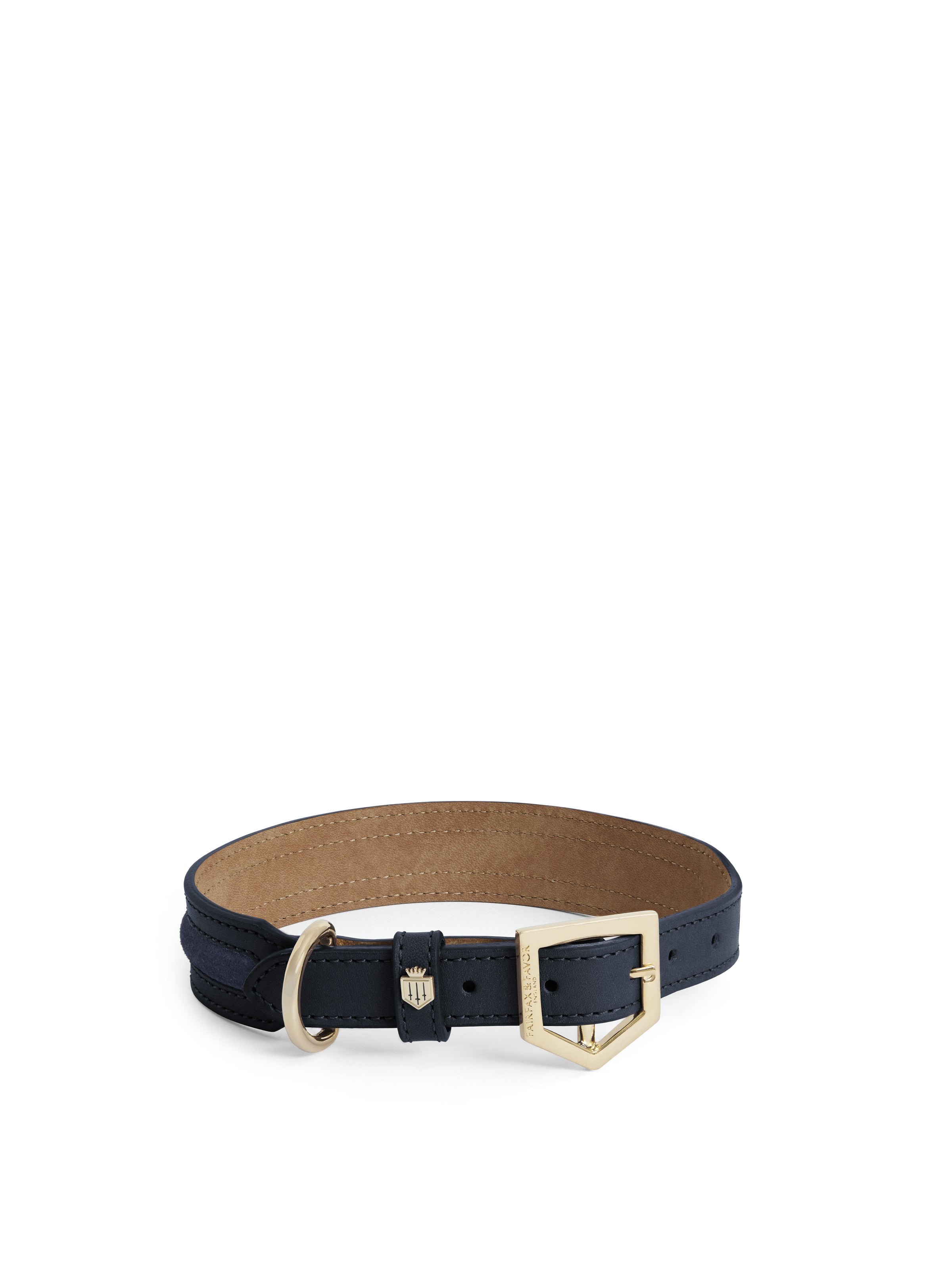 Hampton - Dog Collar - Navy & Ink Leather | Fairfax & Favor