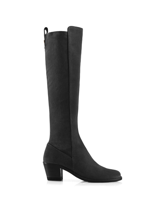 The Belgravia - Women's Heeled Tall Boots - Black Suede