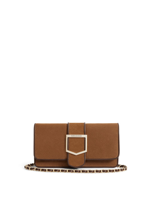 The Belmont - Women's Clutch Bag - Tan Suede