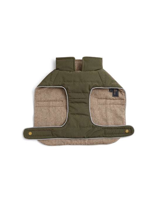 The Charlotte - Dog Coat - Padded Khaki Cotton