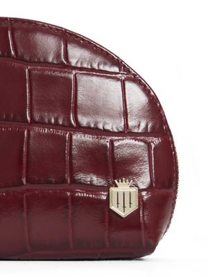 Chiltern Coin Purse - Ruby Croc Print Leather