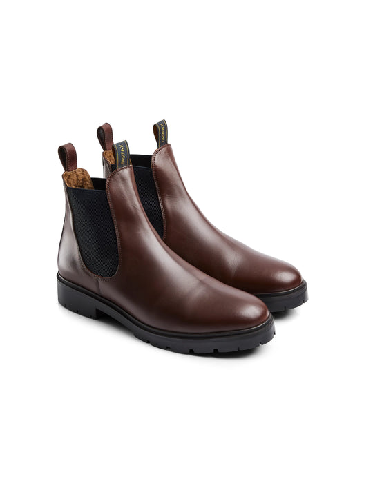 The Trafalgar - Men's Shearling Lined Dealer Boots - Mahogany Leather