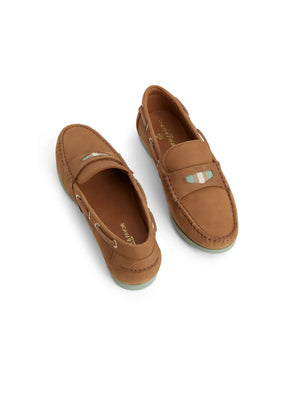 Boston Deck Shoe - Tan & Mint