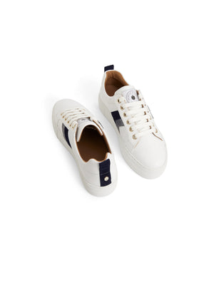 Alexandra Platform - White - Navy & Denim Suede