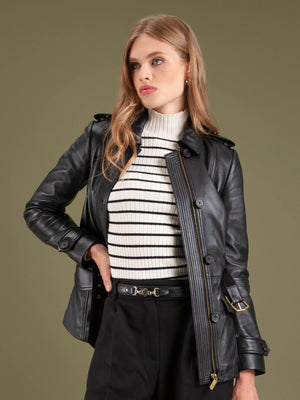 The Frances - Women's Jacket - Black Leather