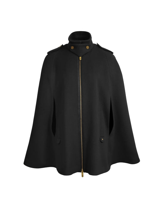 The Ada - Women's Cape - Black Wool Mix