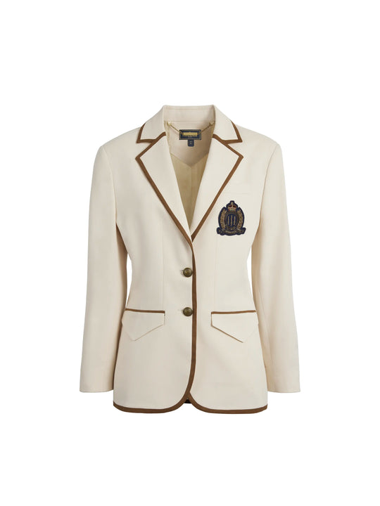 The Beatrice - Women's Blazer - Ecru Cotton & Suedette