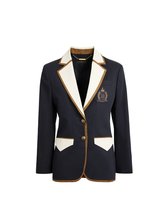 The Beatrice - Women's Blazer - Tricolour Cotton & Suedette