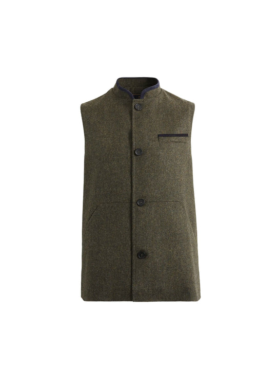 The Edward - Men's Gilet - Khaki Herringbone