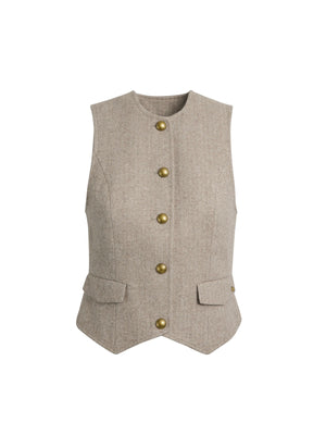 The Eleanor - Women's Waistcoat - Almond Herringbone