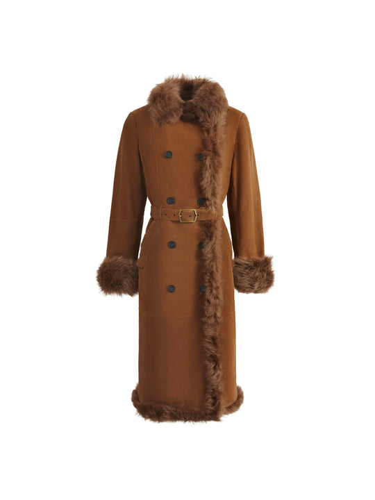 The Grace - Women's Trench Coat - Tan Suede & Toscana