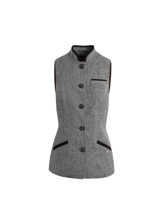 Women's Gilet - Monochrome Herringbone