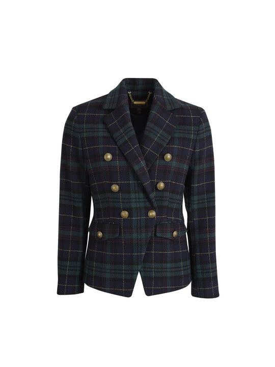 The Margot - Women's Blazer - Navy Blackwatch Wool