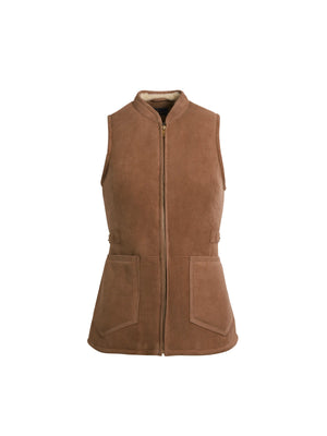 The Matilda - Women's Shearling Lined Gilet - Tan Suede