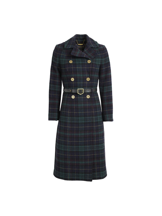 Women's Coat - Navy Blackwatch Wool